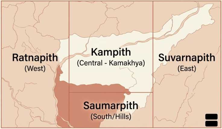 Four Pithas of Kamarupa - Ratnapitha , Kamapitha , Swarnapitha, and Saumarapitha | sudurbhai.com