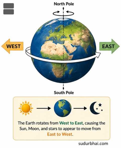 Earth rotation West to East